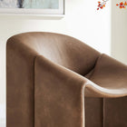 Modway Vivi Vegan Leather Accent Chair - Brown-Tubular Metal Frame