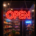 Futech Indoor Open Sign with Clear Backing - 24" x 13" - Red Neon-Lightweight & Easy to Install: Slim acrylic backing allows quick mounting or hanging without complicated setup, ideal for everyday commercial use.