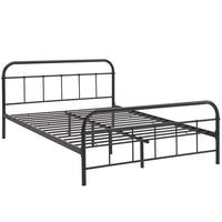 Modway Maisie Stainless Steel Queen Bed Frame - Brown-Rustic Cottage Metal Platform Bed