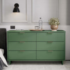 Manhattan Comfort Granville 55.04" Modern Double Wide Dresser - Sage Green-Includes 6 Full Extension Drawers with Top Drawer Designed in Vertical Textured Ribbed Lines Made from Solid Wood.