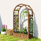 Outsunny Raised Garden Bed with Arch Trellis - Dark Brown Wood Effect-It can be decorated with flowers, tulle, balloons, lights, and other lightweight elements for events
