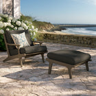 Modway Saratoga Outdoor Teak Wood Chair and Ottoman Set - Flint Grey-Slatted Design