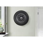 Monarch Specialties Clocks 20" Round Clock - Charcoal Grey -Made with high quality materials including a textured plastic frame and a protective glass surface against a charming coffee, chalkboard style printed backdrop