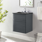Modway Render 18" Wall-Mount Bathroom Vanity - Grey/Black-Walnut Grain Vanity