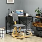 HOMCOM Ergonomic Rocking Wood Kneeling Stool Chair - Grey-Evenly distributes weight on hips and legs, includes backrest