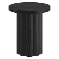 Hudson&Canal Olie Round Fluted Side Table - 20" W - Black Grain-A contemporary Scandinavian inspired design for your living room, den, and more