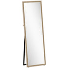 HOMCOM Rectangle Full Body Mirror - 21" W x 64" H - Natural-Large 64" x 21" (162.5 x 53.3 cm) size offers a complete head-to-toe view for outfits 