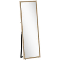 HOMCOM Rectangle Full Body Mirror - 21" W x 64" H - Natural-Large 64" x 21" (162.5 x 53.3 cm) size offers a complete head-to-toe view for outfits 