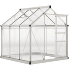 Outsunny Polycarbonate Greenhouse - 6' x 6' x 6.6' - Silver- High-quality aluminium alloy and PC board in a solid construction
 