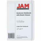 JAM Paper Hardcover Large Journal Notebook with Elastic - 100 Lined Sheets - 5 7/8" x 8 1/2" - White-Size: Large (5.88 x 8.5 inches) | Fits easily in bags, backpacks, and brief cases.