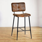 Homy Casa 26" Industrial Counter Bar Stools Vintage Suede Fabric with Black Metal Frame - 4 Pack-Comfortable Seating: Ergonomically curved backrest and cushioned seat provide optimal comfort.