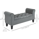 HOMCOM Upholstered Storage Ottoman Bench with Armrests - Grey-Suitable for the entryway, end of the bed, and living room