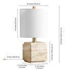 Hudson&Canal Pacha 16" Tall Stone Table Lamp with Fabric Shade - Natural Travertine-8