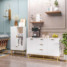 HOMCOM 47.2" L Sideboard Buffet Cabinet with Storage - White-MDF and metal construction ensure durability and easy maintenance
