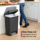 Rubbermaid 12.4 Gallon Step On Trash Can - Charcoal -Hands-Free Use: To raise lid, step-on the stainless-steel foot pedal for sanitary waste disposal