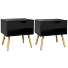 HOMCOM Bedside Table with Drawer and Shelf - Black - Set of 2-Use it as a nightstand or side table at home