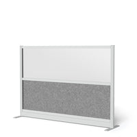 Luxor Modular Wall - 70" W x 48" H - Wide Grey Frame, Frosted Acrylic, Cool Grey PET-Creates semi permanent privacy in shared spaces