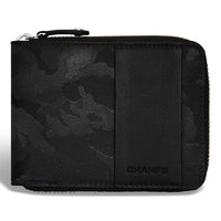 Champs Camo Leather Zip Around Wallet - Black-Leather Zip around wallet in gift box