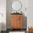 Modway Miles 24" Bathroom Vanity - Black/Walnut-Plumbing Cut-Out