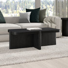 Hudson&Canal Laguna 45" Wide Rectangular Coffee Table - Black Grain-Rounded corners on a rectangular tabletop with rounded eges on the cross base
