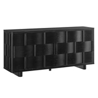 Modway Foundry Woven Design Buffet Storage Cabinet - 71" - Black-71" Woven Pattern Sideboard Cabinet