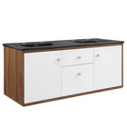 Modway Transmit 48" Wall-Mount Bathroom Vanity - Walnut/Black-Assembly Required