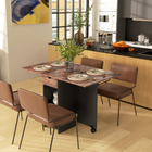 HOMCOM Drop Leaf Folding Dining Table with Drawer & Storage Shelves for 4-6 - Rustic Brown-Quality alloy steel hinges and control pins under the top provide strong support