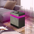 HOMCOM Nightstand with LED Lights - Cement Grey-Choose from 60,000 colours, adjust brightness and set timers, or sync with music and flashing modes for any mood