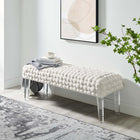 Modway Prologue Woven Performance Velvet Ottoman - White-Acrylic Legs
