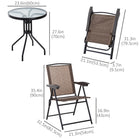 Outsunny Folding Patio Bistro Set with Reclining Chairs and Round Table - Brown-Entire set built using powder-coated steel for durability 