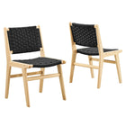 Modway Saoirse Woven Rope Wood Dining Side Chair - Natural/Black - 2 Pack-Woven Rope
