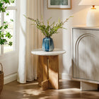 Modway Tarin Acacia Wood and Marble Side Table - Natural-Multi-Use Side Table