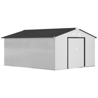 Outsunny 11' x 13' Garden Storage Shed with Foundation Kit - White-Large inner space for storing tools bicycle, garden tools, lawn care equipment and more
