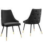 Modway Adorn Performance Velvet Dining Side Chair - Black - 2 Pack-Vintage Modern Accent Dining Chair
