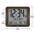 Marathon Atomic Wall Clock with Indoor/Outdoor Temperature - Wood (CL030027FD-WD)-Choose to display the time in 8 different time zones with option to turn Daylight Savings Time on or off