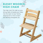 MotionGrey Blessy Wooden High Chair - Adjustable Baby & Toddler Dining Chair for Age 6 Months+ - Wood-Adjustable for Every Stage: Easily adapts to different heights and seating positions as your child grows