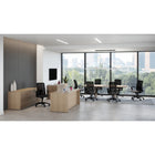 Offices to Go Adapt High Back Synchro-Tilter Office Chair with Fixed Loop Arms - Black-Contoured seat shape and waterfall edge effectively supports pelvis and hips in a comfortably balanced position, reducing pressure at the knee and allowing you to sit longer without discomfort