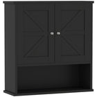kleankin Farmhouse Bathroom Wall Cabinet - Black-Wall-mounted design makes effective use of wall space