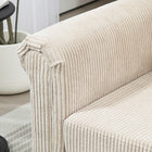 HOMCOM Loveseat Sofa with Curved Armrests - Beige-Adjustable foot pads ensure stability on uneven surfaces