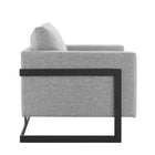 Modway Posse Upholstered Fabric Accent Chair - Black Light Grey-Dense Foam Padding + Spring Support