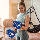 Soozier 8.8 lb Weight Plates with Easy-Grip Handles - Set of 2-Centre hole fits dumbbell bars with 1" (2.5cm) diameter securely