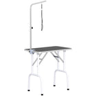 PawHut Foldable Pet Grooming Table for Dogs Cats Non-slip Surface - Black-Robust metal frame with non-skid feet prevents the table from wobbling