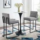 Modway Privy Black Stainless Steel Upholstered Fabric Bar Stool - Black Light Gray - Set of 2-Soft Polyester Fabric Upholstery