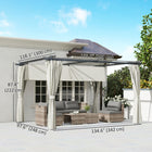 Outsunny Outdoo Pergola with Retractable Canopy and Curtains - 10' x 13' - Cream White-Magnetic pad secures sliding canopy for stable positioning 