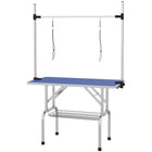 PawHut Adjustable Dog Grooming Table with 2 Safety Slings - Blue-Solid metal frame for reliability and ongoing strength