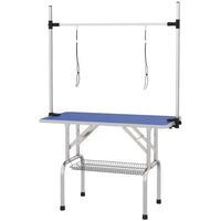 PawHut Adjustable Dog Grooming Table with 2 Safety Slings - Blue-Solid metal frame for reliability and ongoing strength