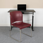 Flash Furniture HERCULES Series Burgundy Full Back Contoured Stack Chair with Grey Powder Coated Sled Base-880 lb. Weight Capacity