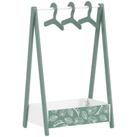 Qaba - Porte-vêtements pour enfants, portant à déguisements avec rangement, cintres - rose-Rangement polyvalent avec tringle suspendue et étagère inférieure pour jouets et chaussures  
