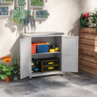 Outsunny Garden Storage Cabinet with Metal Tabletop & Shelf - Grey-Galvanised tabletop resists water and wear, protecting contents
