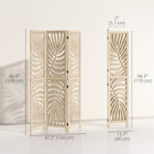 HOMCOM 3 Panel Palm Leaf Design Freestanding Room Divider for Home Office Bedroom - Natural Wood Finish-Solid paulownia wood frame ensures strong support 
